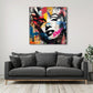 Pop Art Marilyn Porträt in schwarz-weiß mit Farbakzenten Wandbild