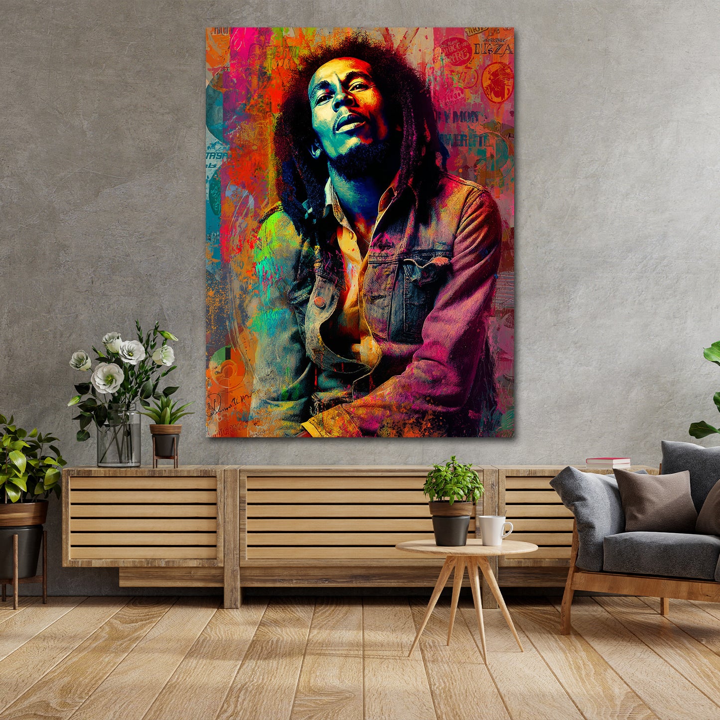 Pop Art Marley Porträt Graffiti Wandbild