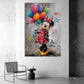 Pop Art Maus mit bunten Luftballons vor Graffitiwand Wandbild