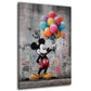 Pop Art Micky mit Luftballons vor Betonwand Wandbild