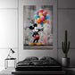 Pop Art Micky mit Luftballons vor Betonwand Wandbild