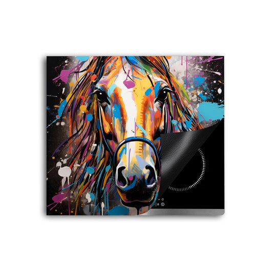 Pop Art Pferd Herdabdeckplatte Induktionsschutz für Ceranfeld & Küche Deko