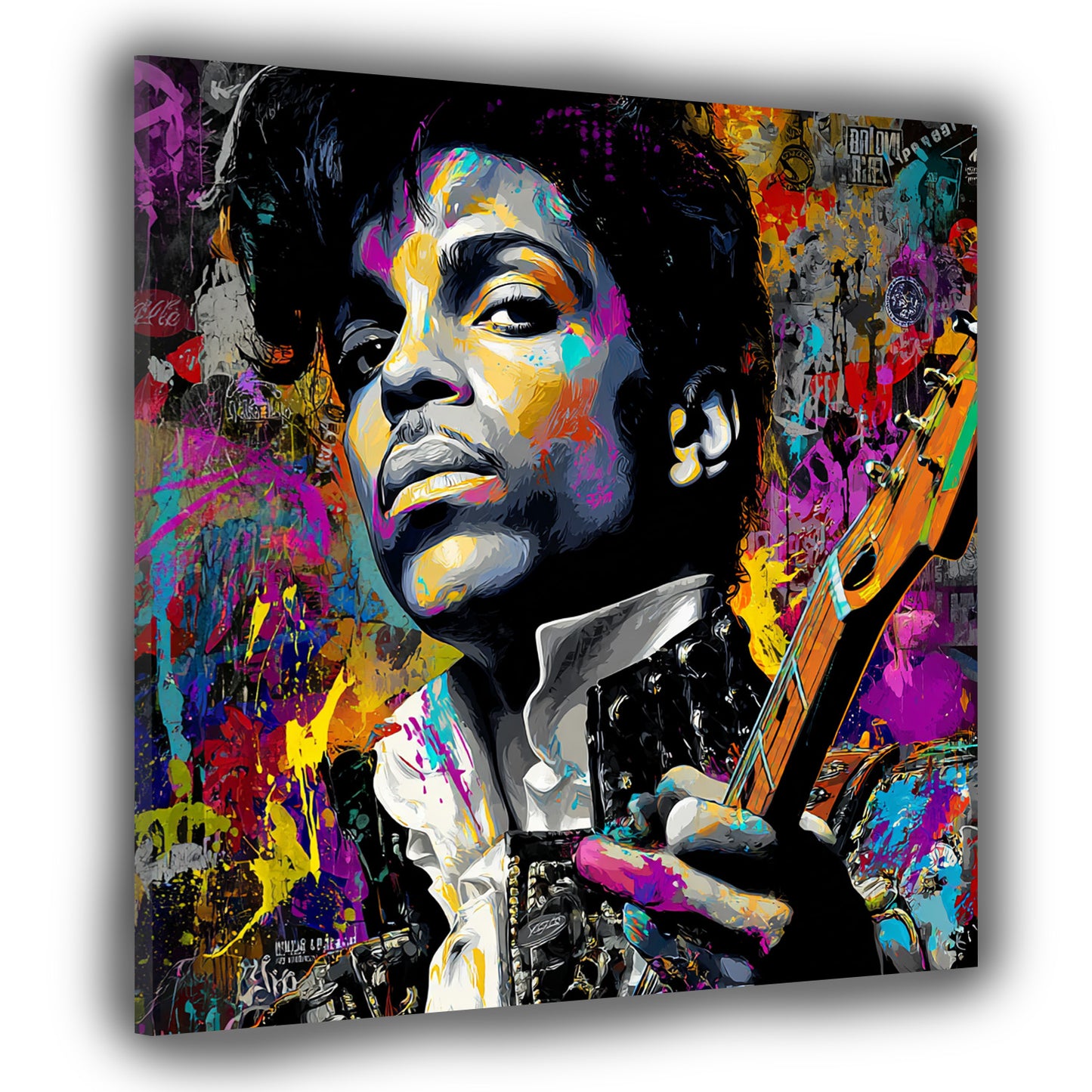 Pop Art Prince Porträt mit Gitarre Wandbild