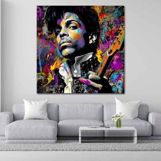 Pop Art Prince Porträt mit Gitarre Wandbild