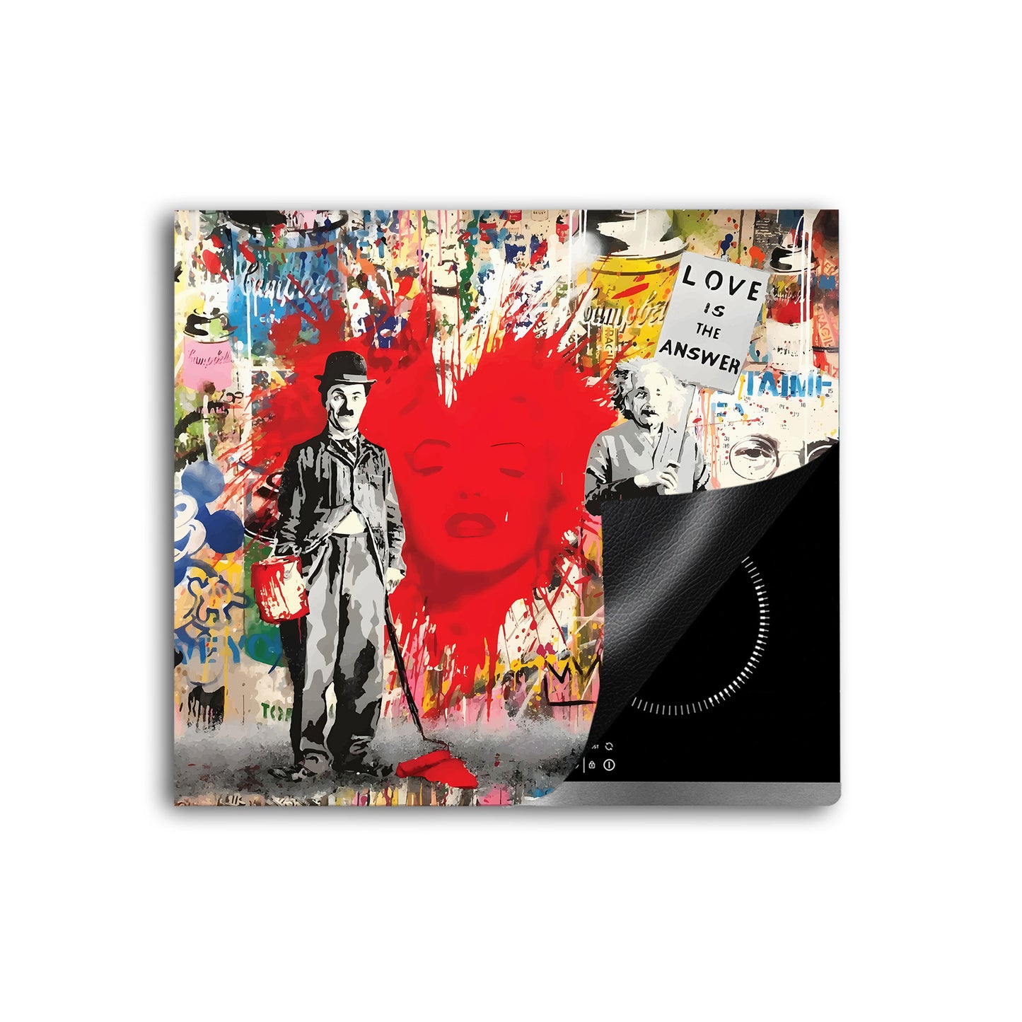 Pop Street Art Love Herdabdeckplatte Induktionsschutz für Ceranfeld & Küche Deko