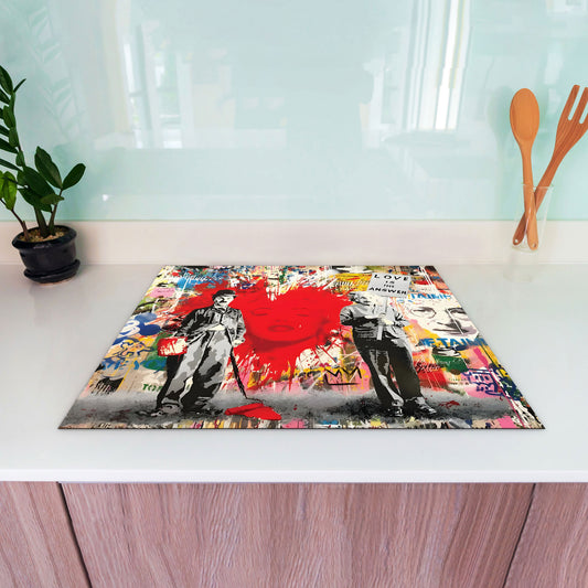 Pop Street Art Love Herdabdeckplatte Induktionsschutz für Ceranfeld & Küche Deko