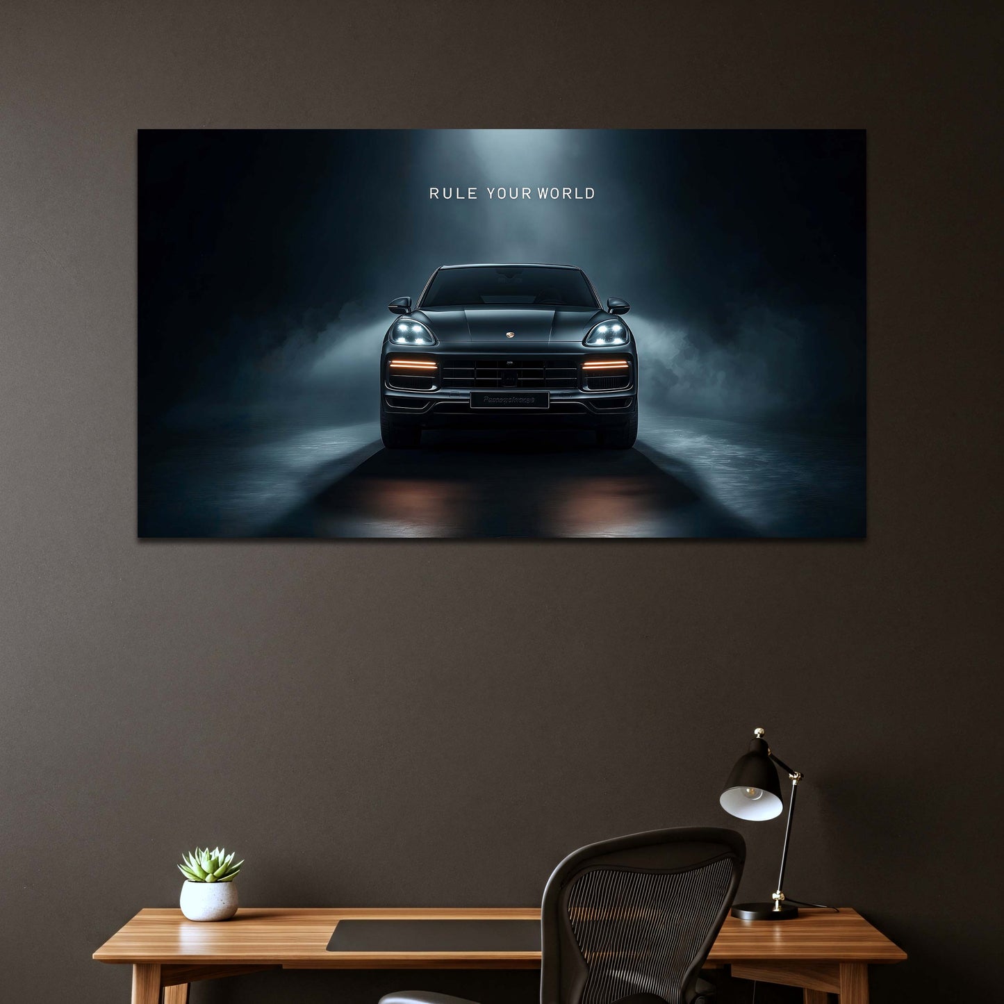 Porsche Cayenne Rule Your World Nacht und Nebel Wandbild