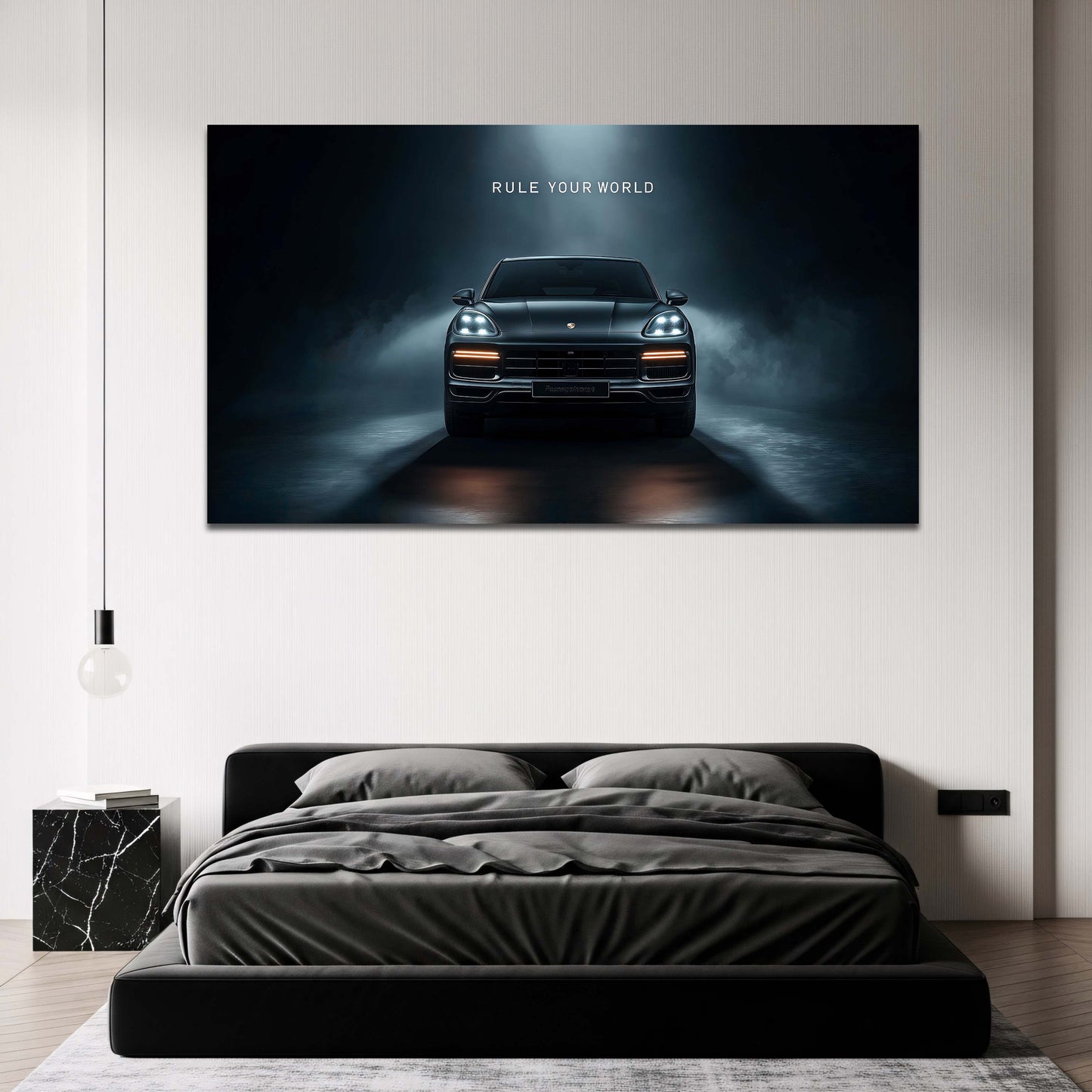 Porsche Cayenne Rule Your World Nacht und Nebel Wandbild