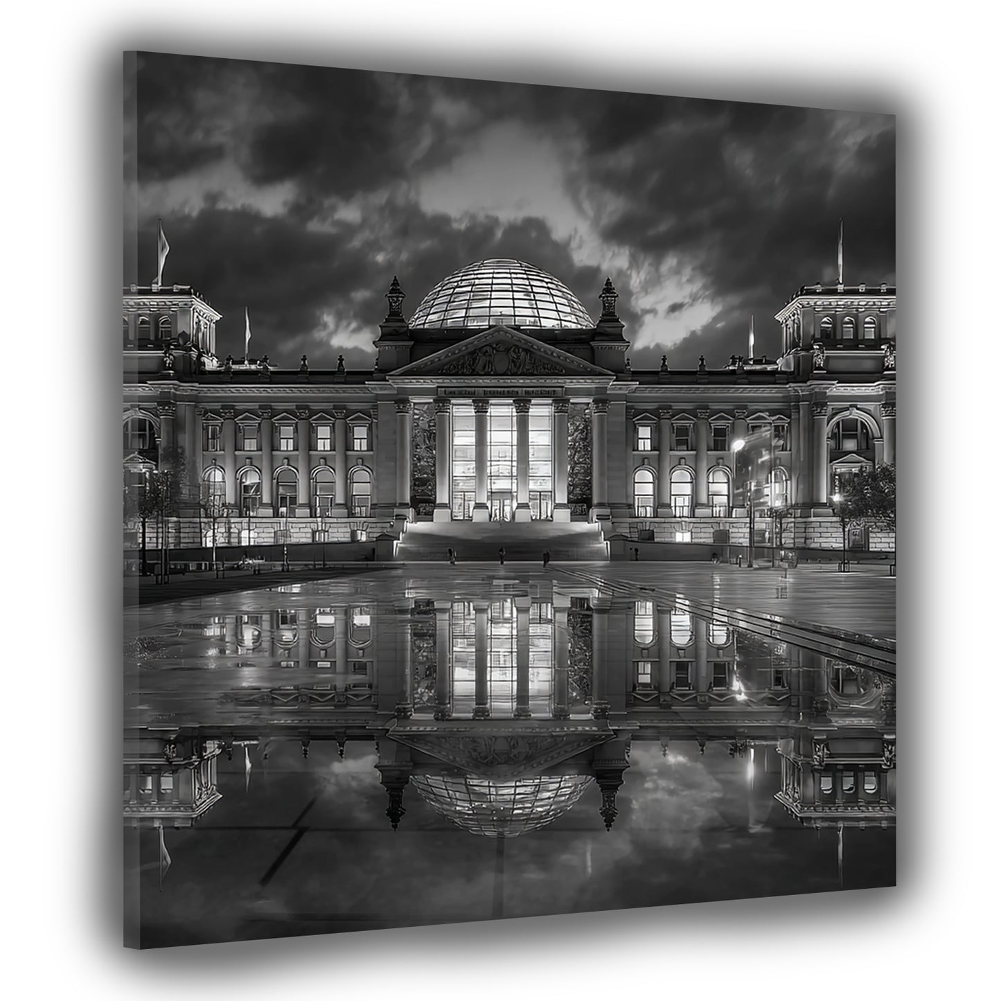 Reichstagsgebäude Berlin Schwarz Weiß Spiegelung Architektur Wandbild