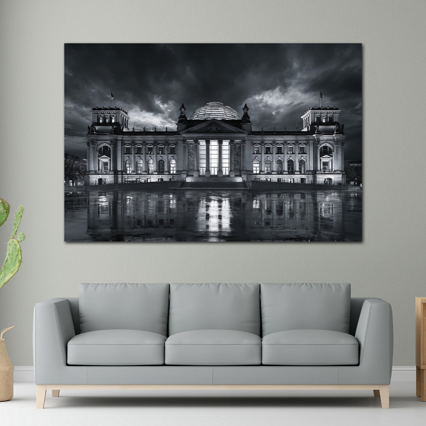 Reichstagsgebäude Berlin Spiegelung Nachthimmel Wandbild