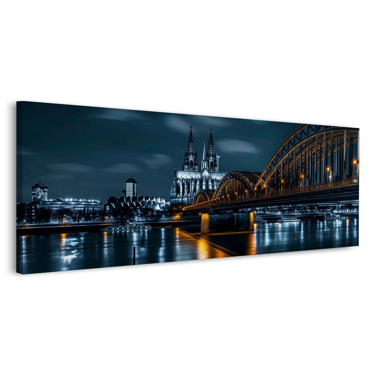 Rheinufer in Köln mit Dom und goldener Brücke Wandbild
