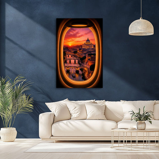 Rom Wandbild über einem Sofa im Wohnraum
