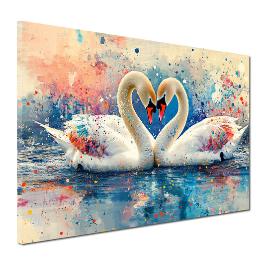 Romantische Schwäne im See Wandbild