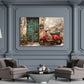 Rote Vespa Vintage Tür mediterrane Gasse Wandbild