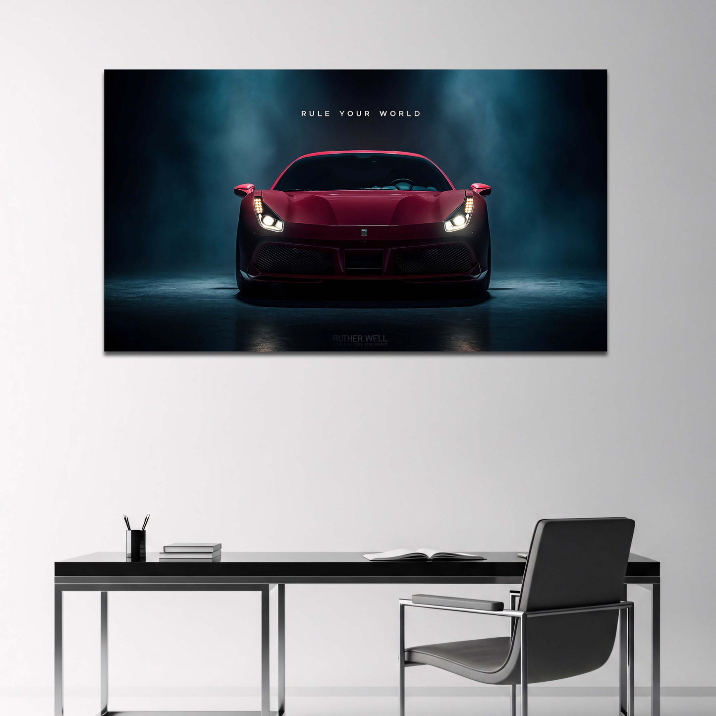 Roter Ferrari Rule Your World dramatische Lichter Wandbild