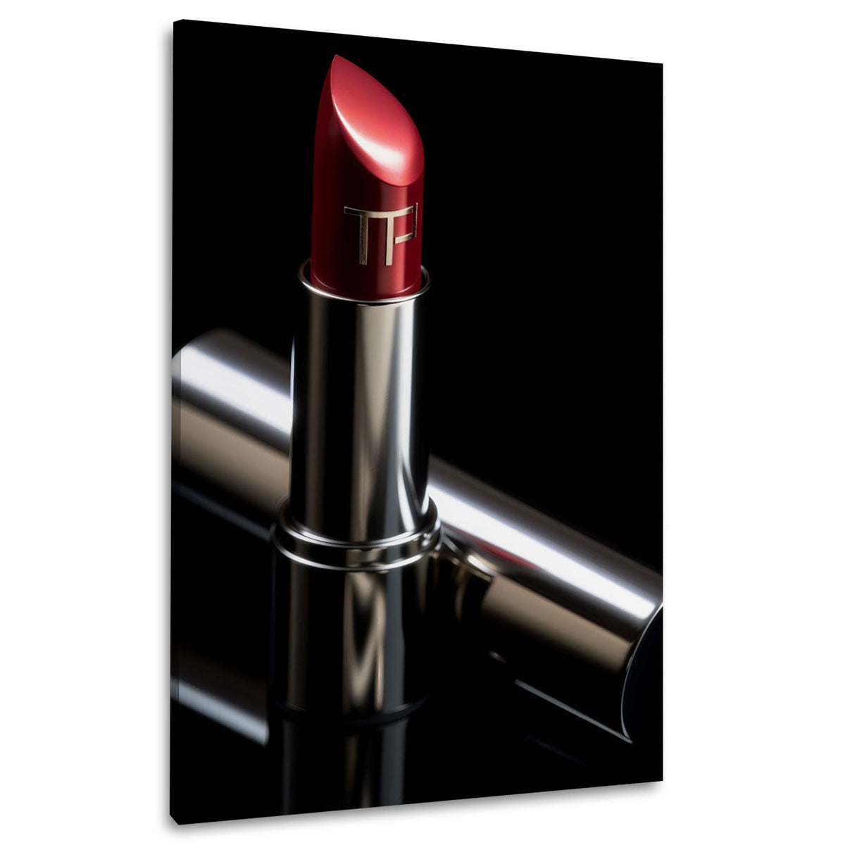 Roter Lippenstift Luxus schwarz und expressiv Wandbild
