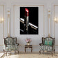 Roter Lippenstift Luxus schwarz und expressiv Wandbild