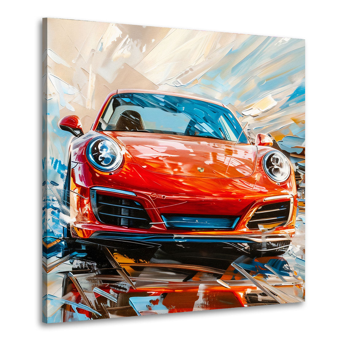 Roter Sportwagen Power Reflexion Geschwindigkeit Wandbild