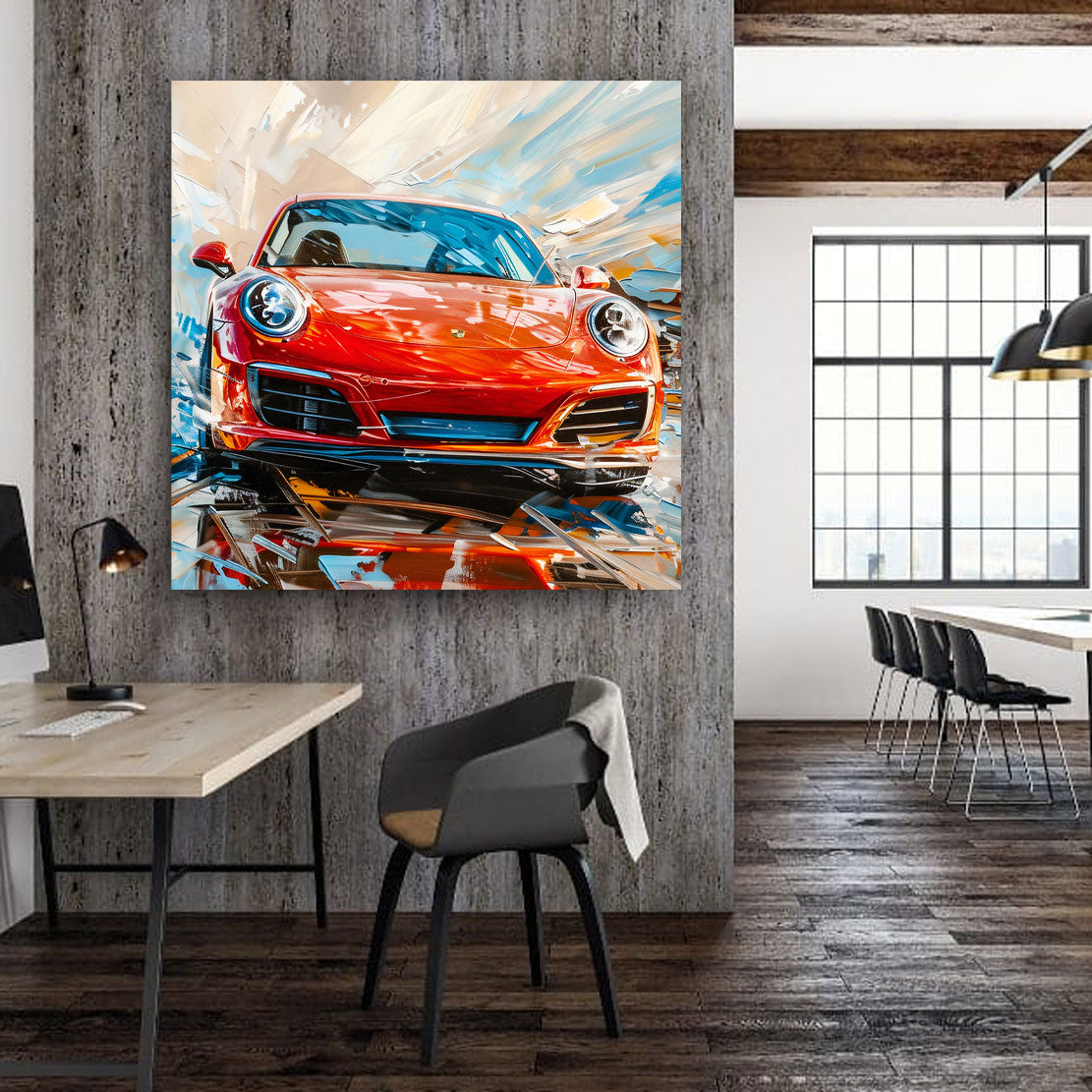 Roter Sportwagen Power Reflexion Geschwindigkeit Wandbild