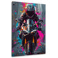 Schwarzes Rennmotorrad frontal mit pinken Farbspritzern Wandbild