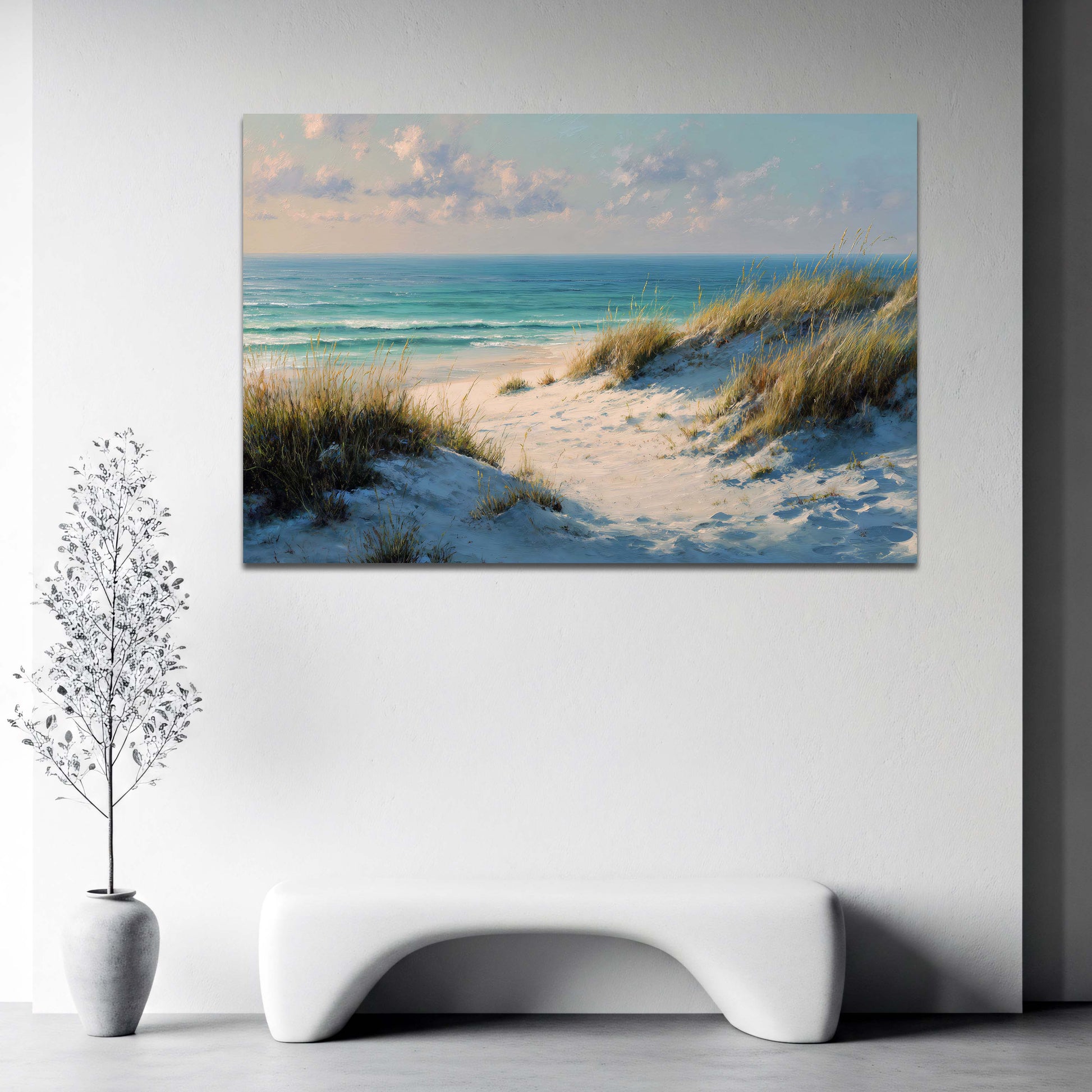 Sanddünen am Meer im Morgenlicht Wandbild
