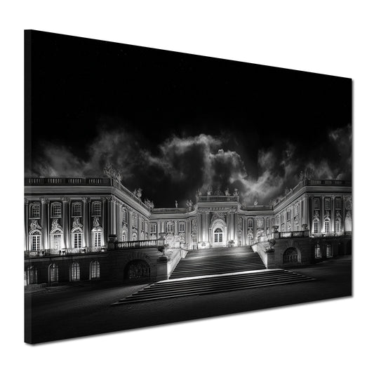 Sanssouci Schlossfassade Potsdam schwarz weiß Wandbild