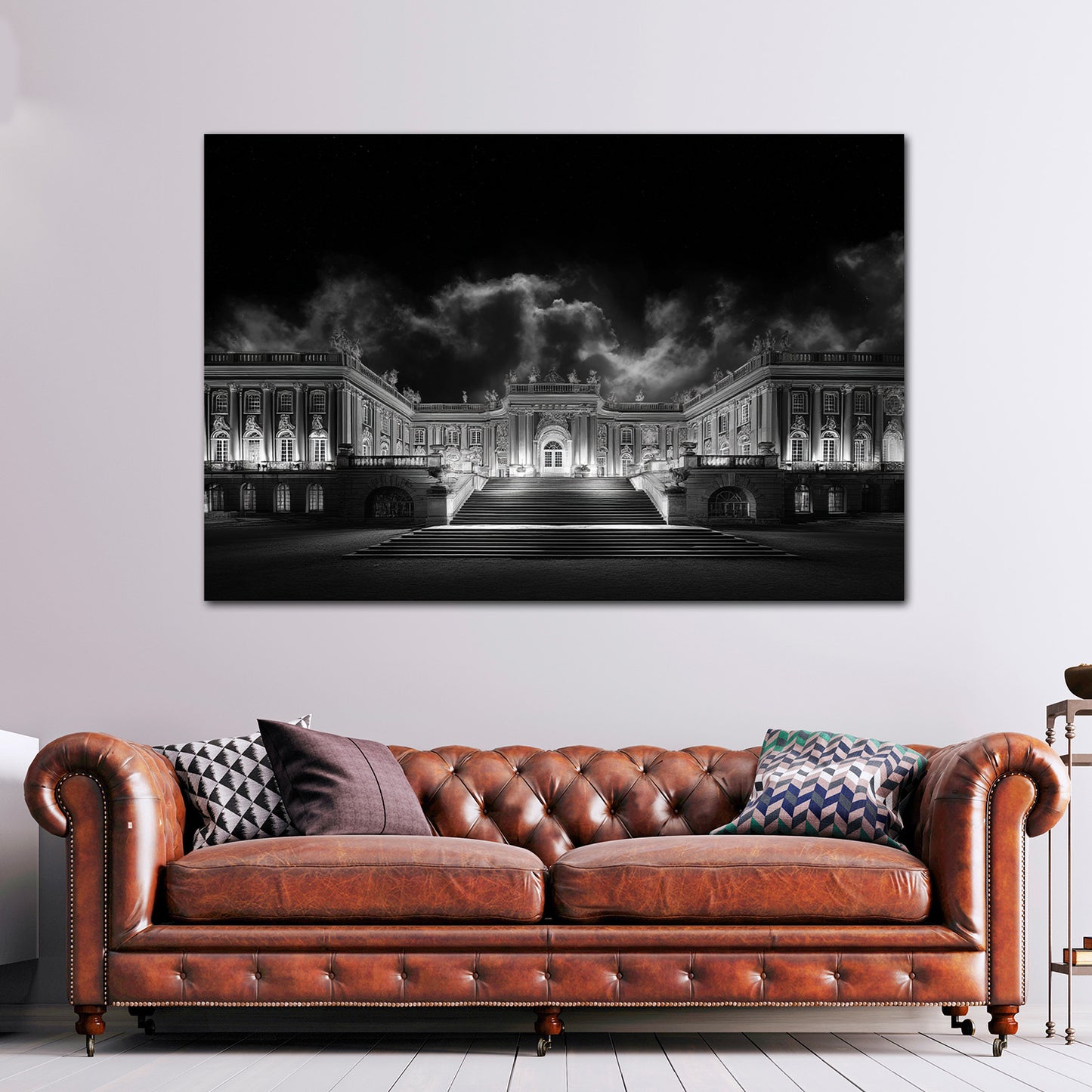 Sanssouci Schlossfassade Potsdam schwarz weiß Wandbild