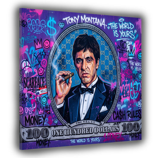 Scarface The World is Yours 100 Dollar Pop Art Wandbild
