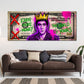 Dollarschein Pop Art mit Krone und Graffiti Wandbild