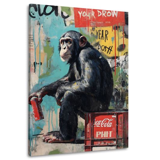 Schimpanse Coca-Cola Graffiti in Aquarell Wandbild
