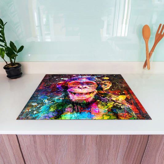 Schimpanse Graffiti Herdabdeckplatte Induktionsschutz für Ceranfeld & Küche Deko