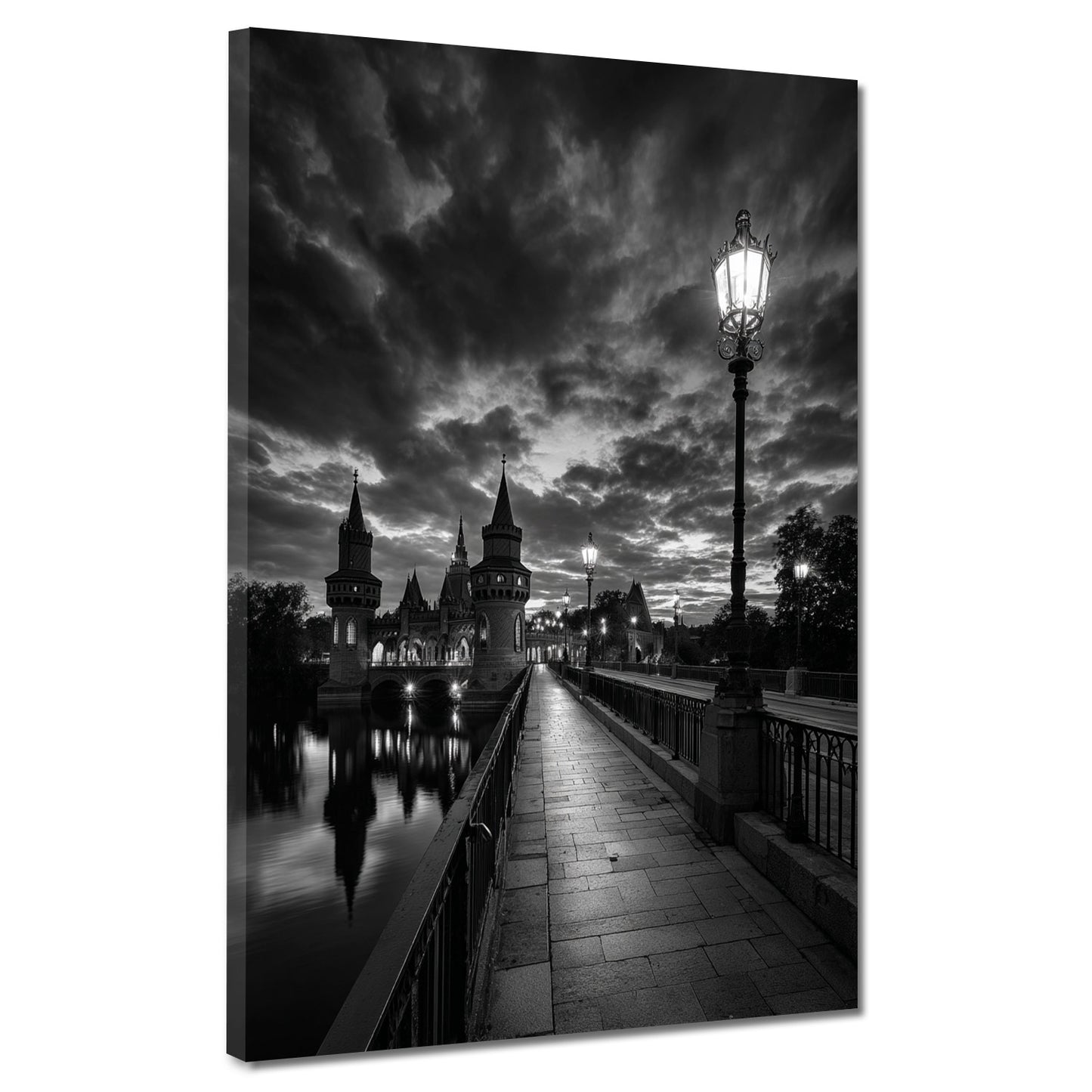 Schlossbrücke Schwerin schwarz weiß historische Architektur Wandbild