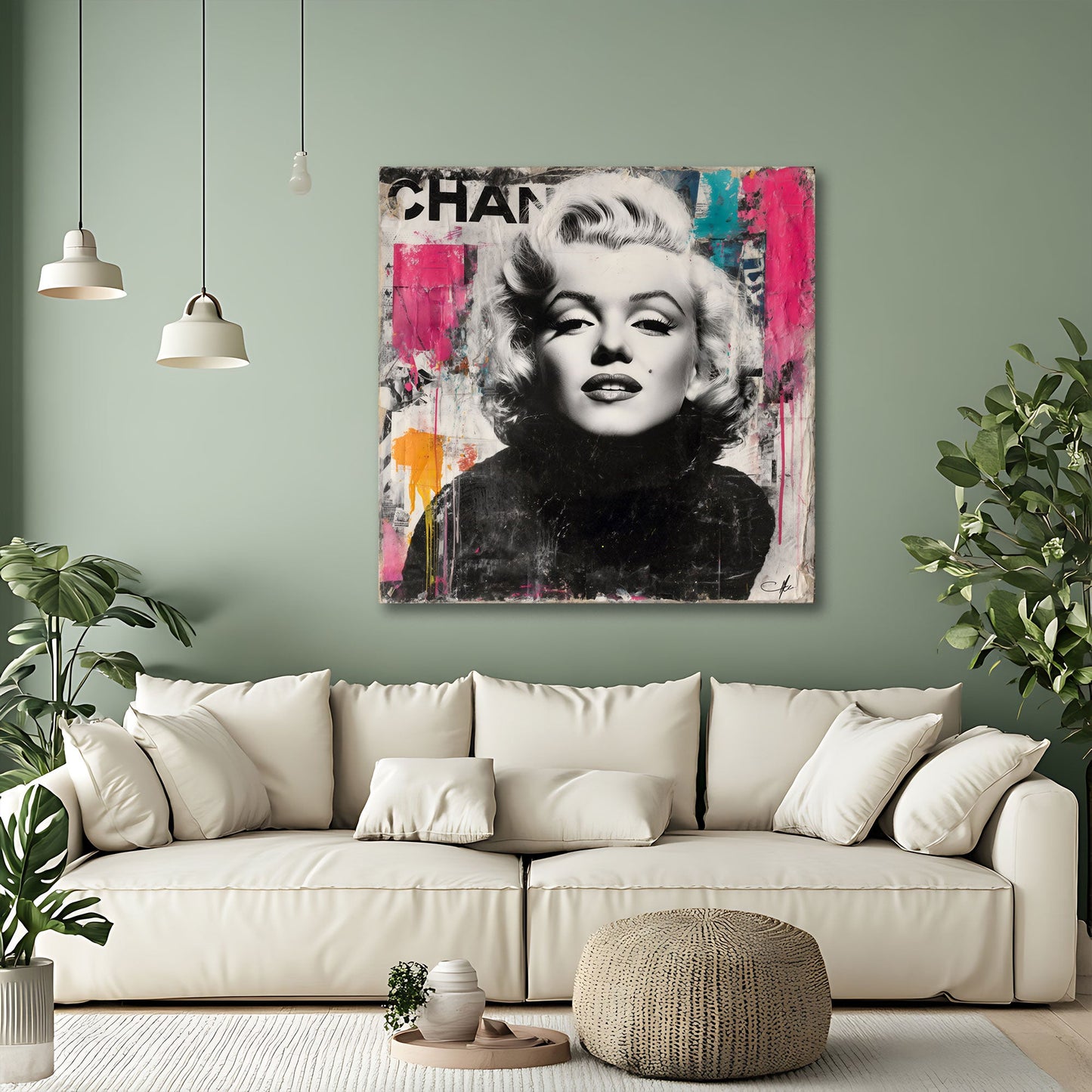Schöne Marilyn in schwarz-weiß mit Farbakzenten Wandbild