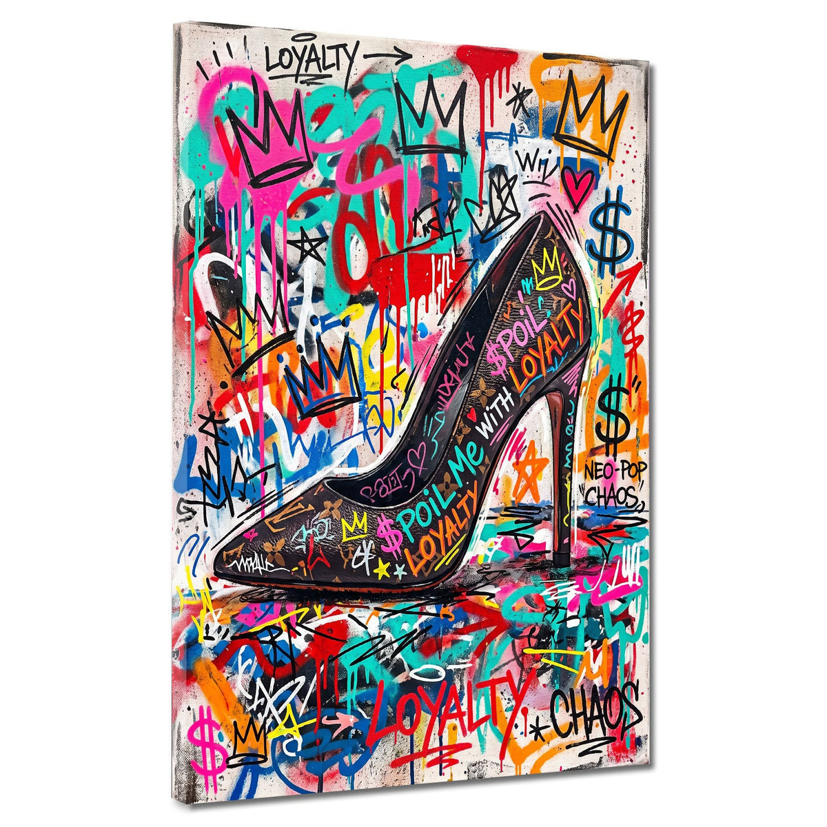 Schwarzer High Heel Spoil Me Loyalty Pop Art Wandbild