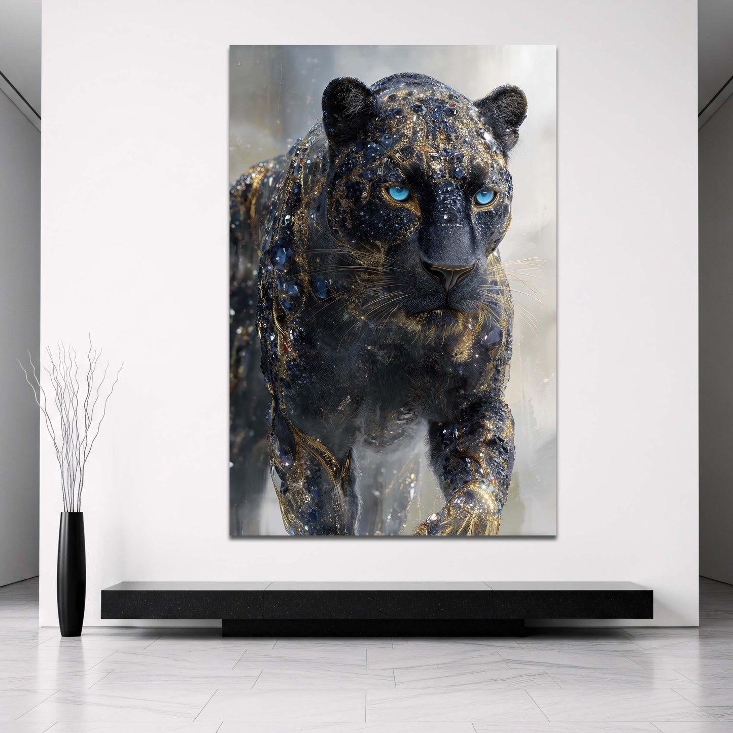 Schwarzer Panther mit goldenen Akzenten Wandbild