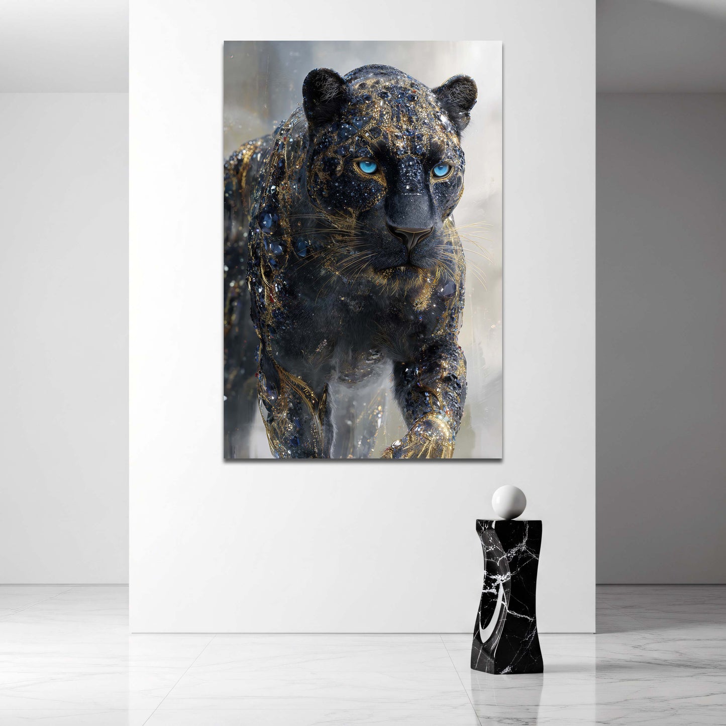 Schwarzer Panther mit goldenen Akzenten Wandbild