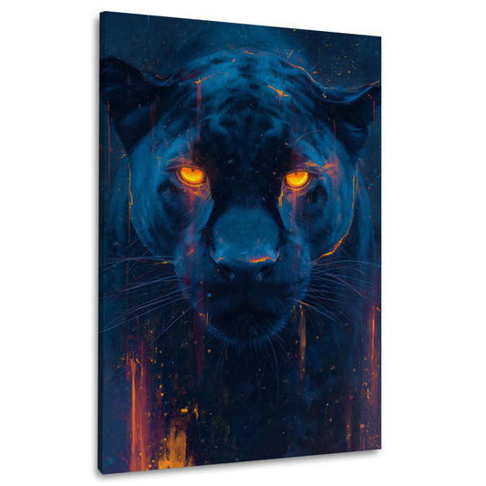 Schwarzer Panther Neon Augen futuristisch Wandbild