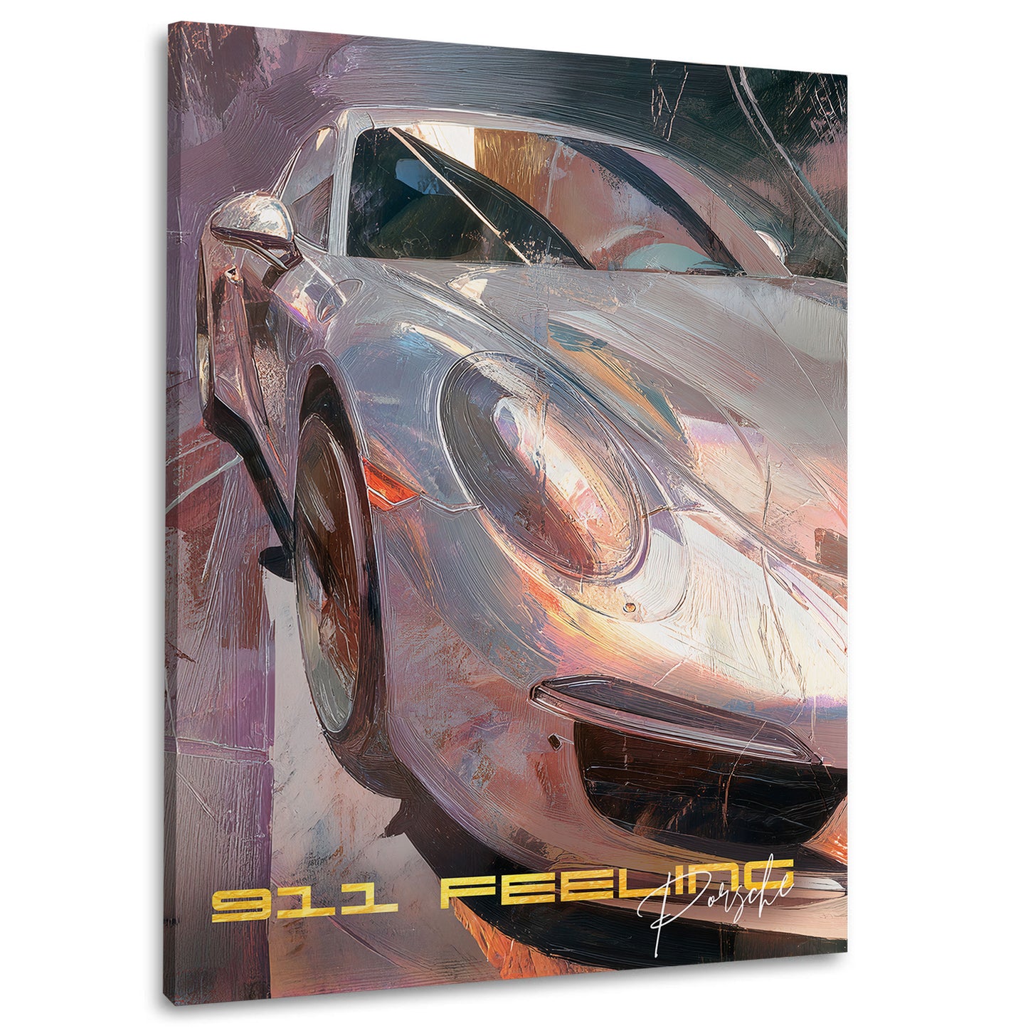 Silberner Sportwagen Porsche Stil Luxus Dynamik Wandbild