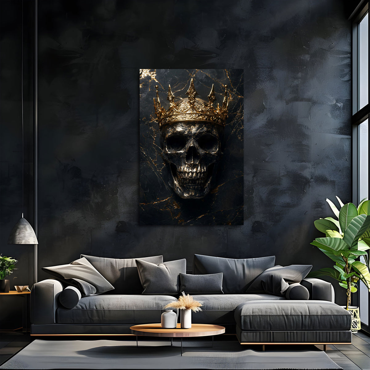 Skull King dunkel und expressiv als Kunstwerk Wandbild