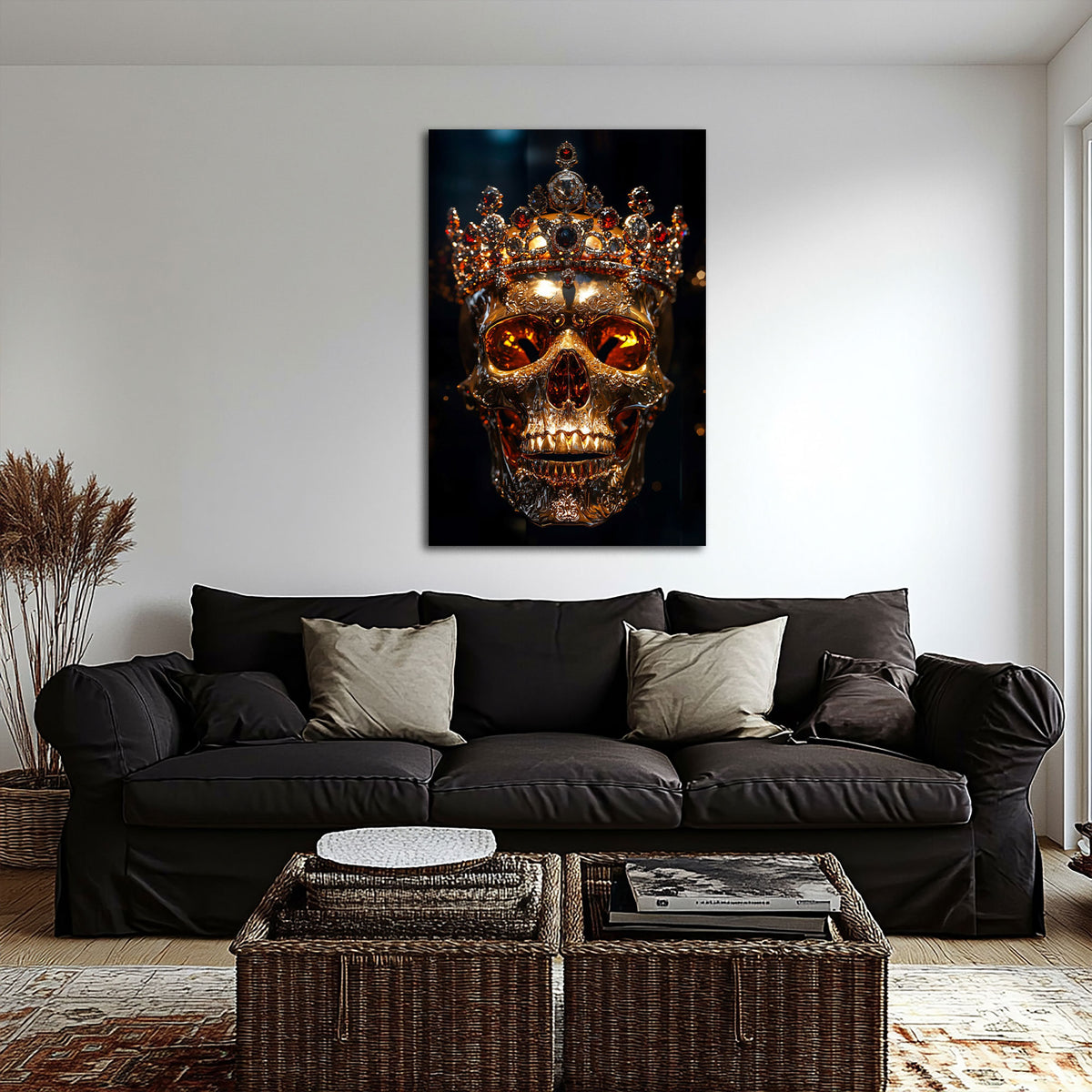 Skull King Feuer abstrakt in Pastelltönen Wandbild