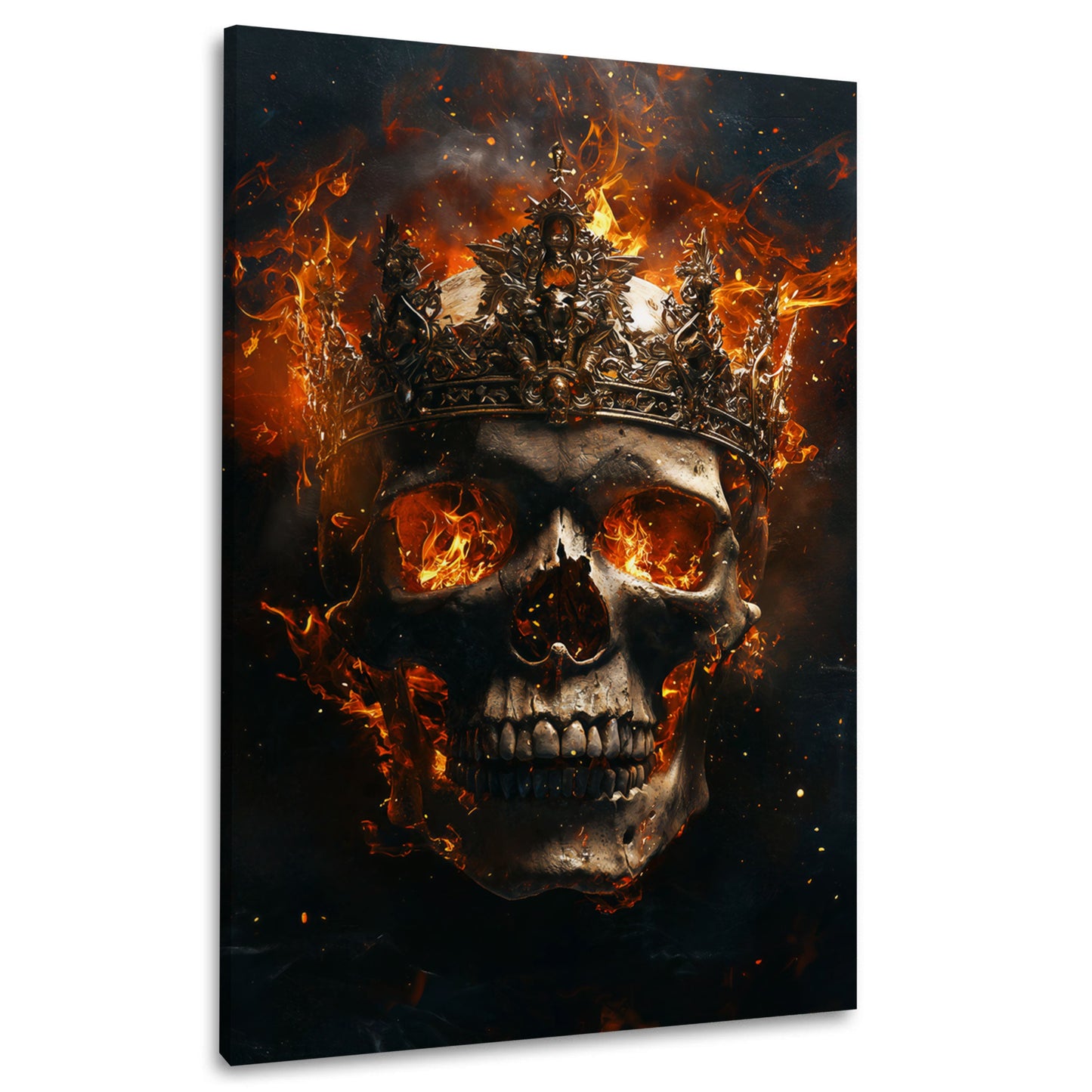Skull mit Krone dramatisch in kräftigen Tönen Wandbild