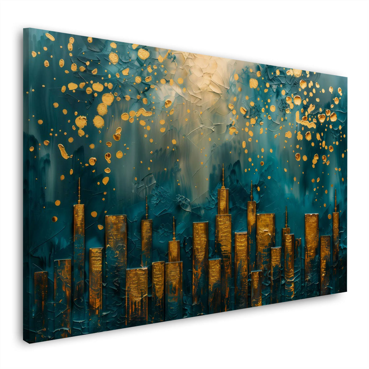 Skyline in Gold abstrakt und modern als Wandbild