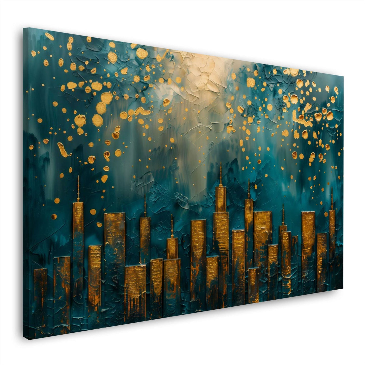 Skyline Gold abstrakt und modern in Ölmalerei Wandbild