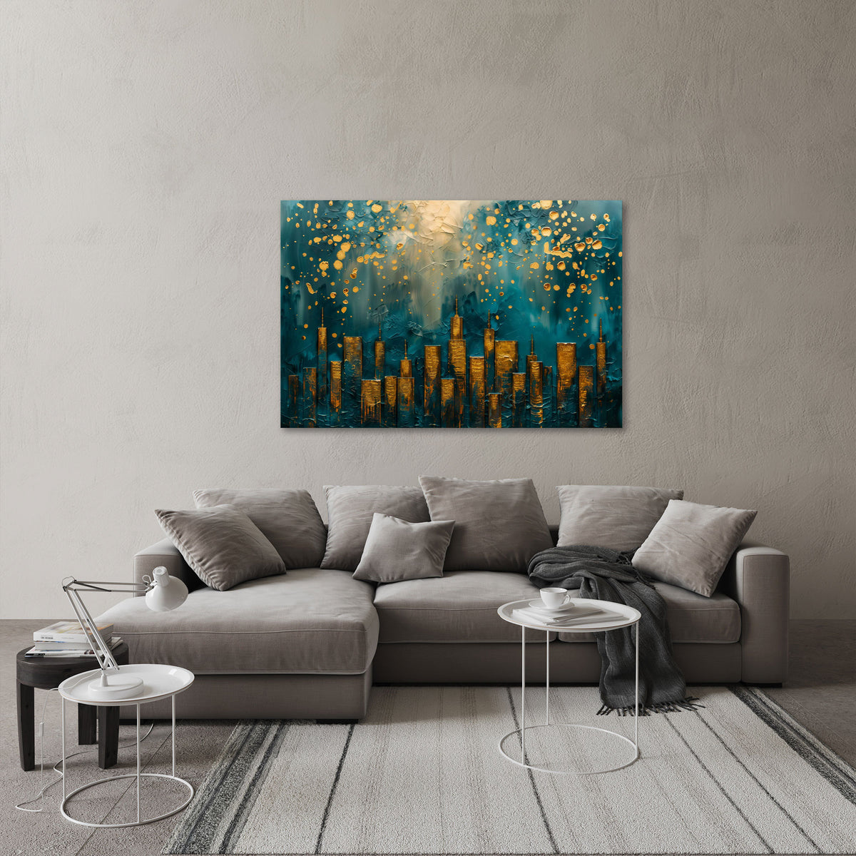 Skyline in Gold abstrakt und modern als Wandbild