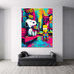 Snoopy und Bart Simpson in buntem New York Pop Art Wandbild