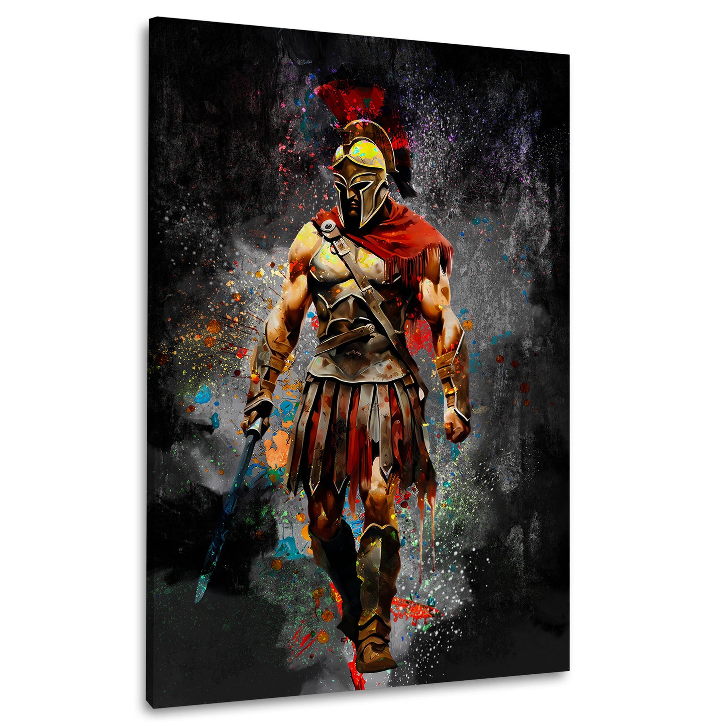 Spartaner Krieger Farbspritzer antik Rüstung Wandbild