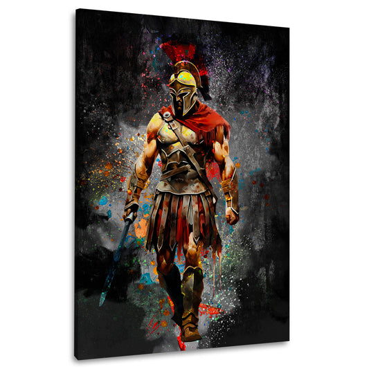 Spartaner Krieger Farbspritzer antik Rüstung Wandbild