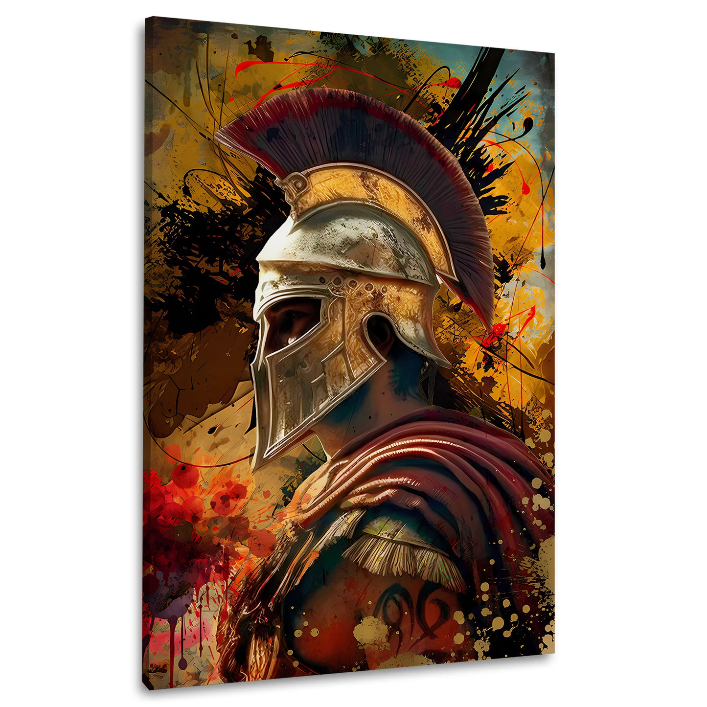 Spartaner Profil Farbspritzer antike Rüstung Wandbild