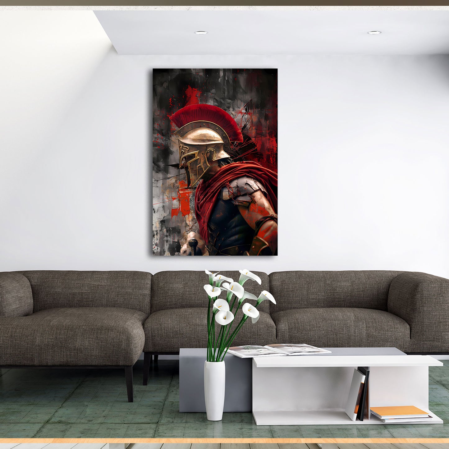 Spartaner Profil Krieger Farbspritzer Wandbild