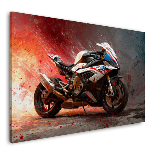 Sport Motorrad in Pop Art mit Farbspritzer Speed Wandbild